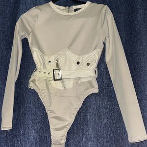 Beige / Nude Vegan Leather Bodysuit